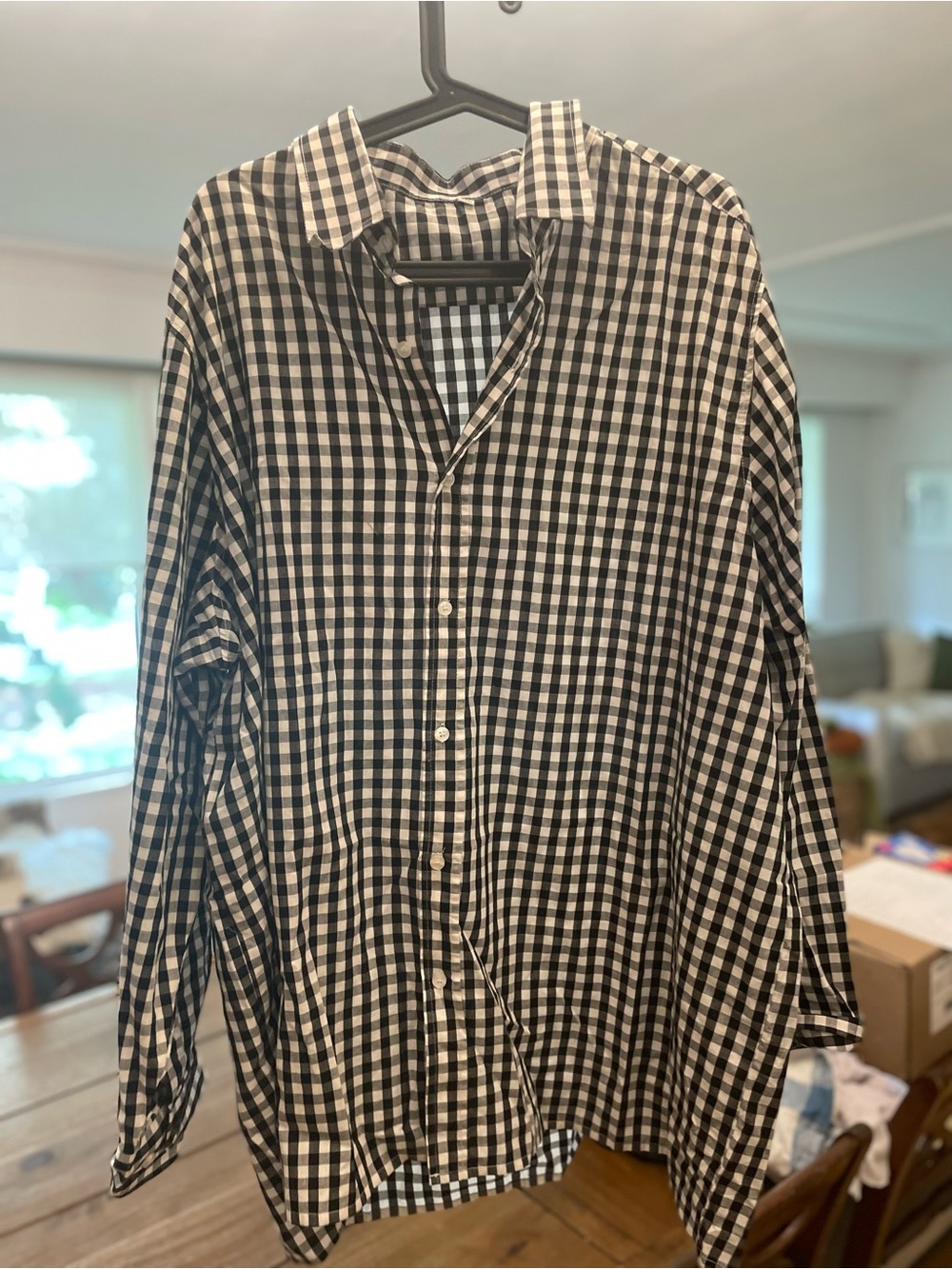 Classic Black and White Check Men’s Button-Up Shirt